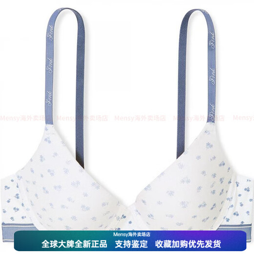 维多利亚的秘密（Victoria's Secret）花卉提花舒适聚拢带钢圈文胸 女款 蓝色 蓝色 均码 36B