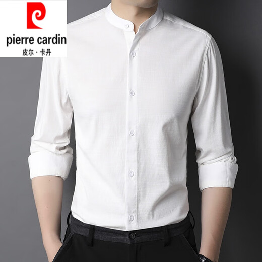Pierre Cardin Small Stand-Up Collar Coton Coton Spring Men's Spring and Automne Shirt à manches longues Cold Collar Collar Minte 9930 Bleu clair S 165