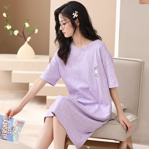 Lexi Beiluo cotton short-sleeved nightgown ladies summer home furnishing Developer cartoon set H702 180 170(XL)