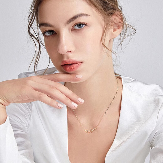 Fanci Fan Qi's Heart-Thrilling Necklace Women's Wavy Curve Clavicle Chain Birthday Luxurious and High-Level Gift for Girlfriend Heart-Thrilling Necklace-Silver White