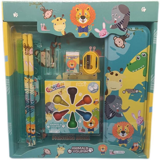 Wildpigeon Harvest Valley, 1. Juni Kindertag Girl Study Set Grundschule Cartoon Schreibwaren Set Geschenkbox Kinderstudium Schreibwaren Geschenkpack Kindergarten Geburtstag Geschenk 9928 Set [Tiere]