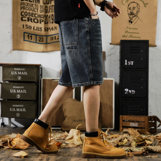 
Yiling Yibei's new American casual denim shorts men's summer loose large size versatile five-point pants 9926 blue 28 suitable for 90-105 Jin [Jin equals 0.5 kg]