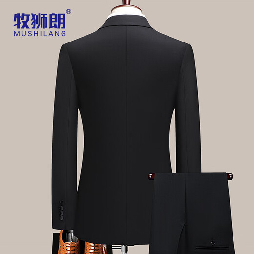 Mushilang retro double-breasted men's suit slim fit business banquet wedding groom and best man two-piece dress