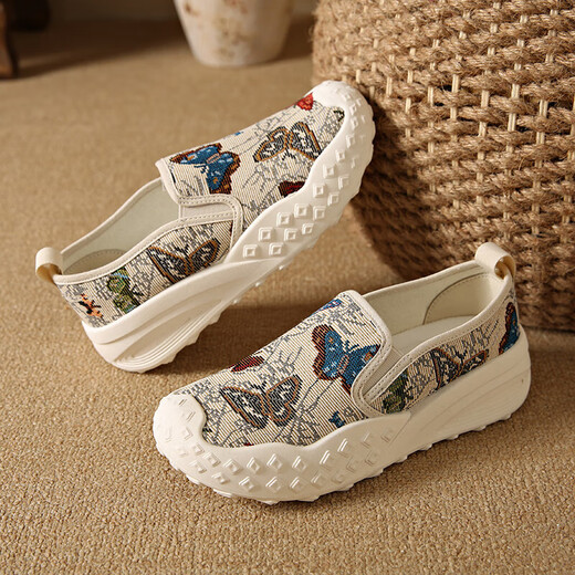 Canvas-Schuhe für Frauen im Sommer atmungsaktiven Retro-vielseitigen einbeinigen faulen Schuhen weicher Sohle bequemer nicht rutschfestem Kleidung-resistente Mutterschuhe YGNX-B8010-1 Schwarz 37