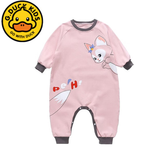 G.Duckkids Girls Einteilige Pyjama Frühlings- und Herbstmädchen Süßes Cartoon Sleeping Baby Guards Casual Home Crawling Anzug Pink Fox [OneSuit] 110 cm Empfohlene Höhe 100-110 cm4-5 Jahre alt