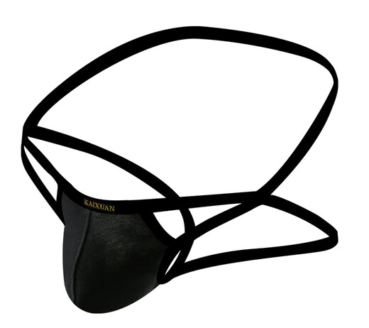 Men's sexy underwear, fun thong, ultra-thin breathable sexy pants, fun briefs, T library double underpants, black S/M