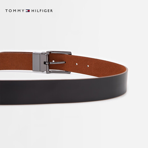 
TOMMY HILFIGER [Double-sided] Men's retro pin buckle leather business casual belt belt AM0AM12053 Black brown GB8 105cm