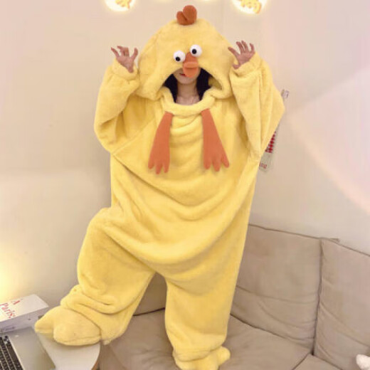桑琴搞怪情侣连体睡衣男女款秋冬季加厚珊瑚绒卡通大码睡袋毛绒家居服 单件睡袍 4840单袍 M