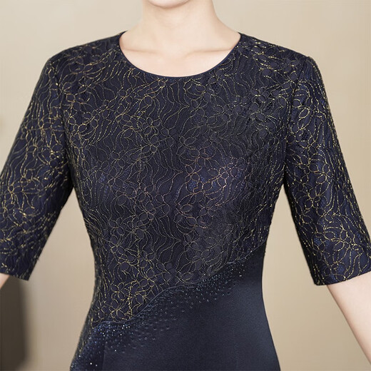 
Gaoguixi mother-in-law wedding dress and evening dress cheongsam Spring small wedding mother can wear dresses for daily weddings Navy blue 9764 Collect and purchase priority delivery M 85Jin[Jin is equal to 0.5 kg]-95Jin[Jin is equal to 0.5 kg]