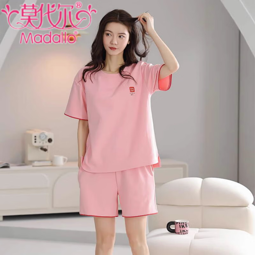 莫代尔2025年新款睡衣女夏季纯棉短袖短裤甜美休闲运动家居服套装可外穿 Z9859 L 建议100-120斤穿