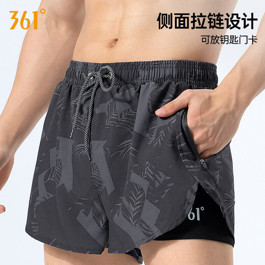 361 swimming trunks men's boxer fake two-piece anti-embarrassment professional training large size loose quick-drying hot spring swimming trunks