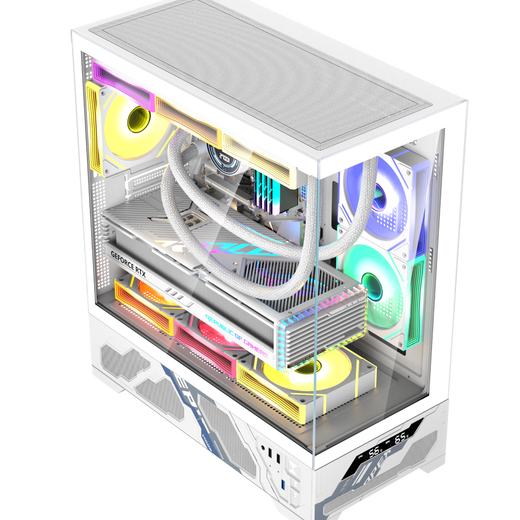 Wanjia Millennium ATX digital display version column-free sea view room chassis ATX motherboard 360 water-cooled desktop computer chassis temperature digital display 9 fan position large board 50 series long graphics card Millennium ATX standard white (digital display version)