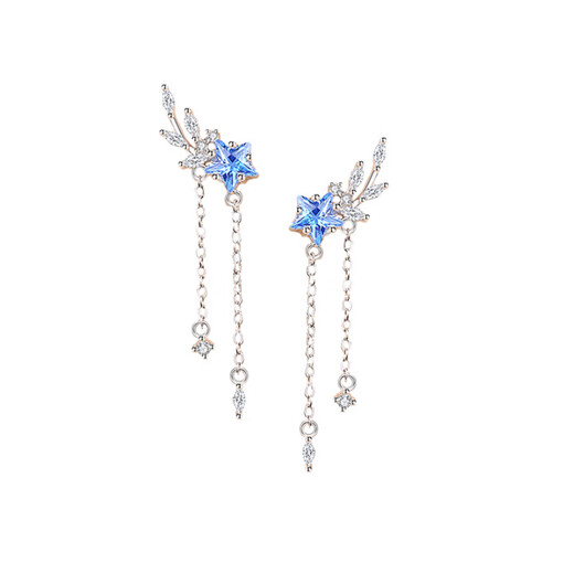 Lao Fengxiang Earrings Women's Silver Earrings Earrings 2025 New Light Luxury Niche High-end Girl Birthday Gift Ladies Girlfriend L-E26 Meteor Shower Earrings-925 Silver