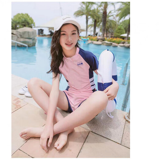 
Disney (Disney) children's swimsuits for women sweet split girls middle-aged and middle-aged children junior high school girls conservative training swimsuit set 9858 black and gray double-layer pants set 130 (50-60Jin [Jin equals 0.5 kg])