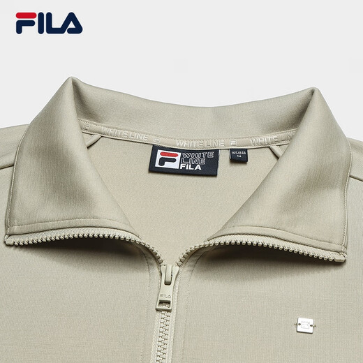 FILA 杨幂同款|斐乐官方时尚女装针织长袖外套2025秋新款休闲宽松上衣 潮汐泡沫灰-GY M 165/84A/M