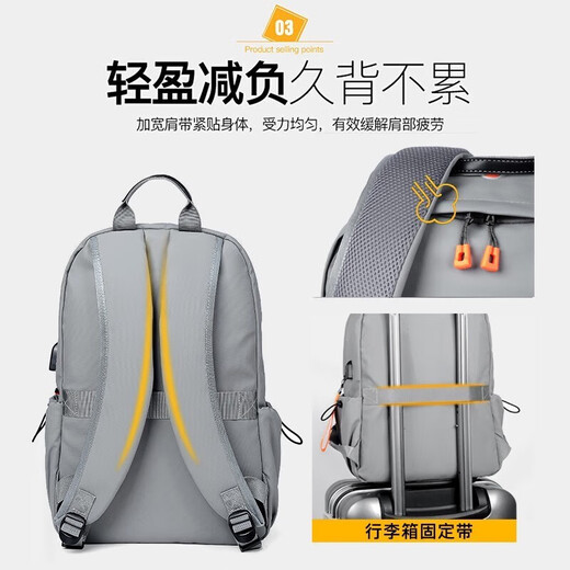Huili Schoolbag Junior High School High School Boys Gran capacidad Estudiantes universitarios Mochila liviana Mochila casual Bolso de viaje de viaje Gray [Colgante decorativo]