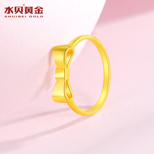 Shui Bei Gold Pure Gold 999 Bow Ring Type B Birthday Gift Girlfriend Confession Gift Bow Ring 18 Rings (Type B) Gold Weight 0.5 + More refunds or less compensation