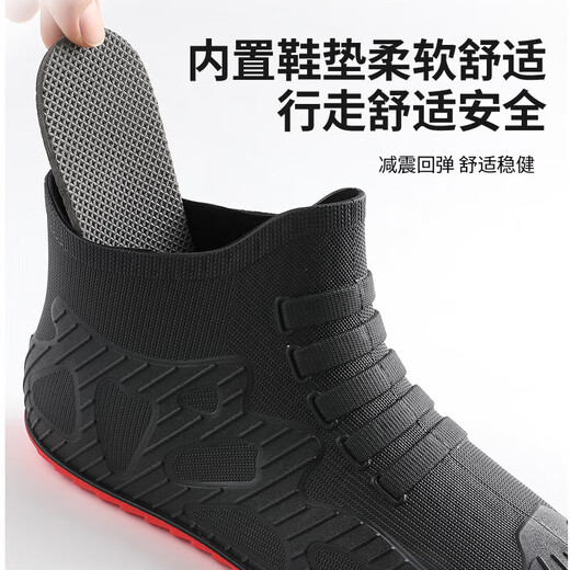 
Rain boots men's low-top fishing water shoes non-slip short rain boots men's breathable soft sole waterproof shoes lightweight short rubber shoes black sole 39