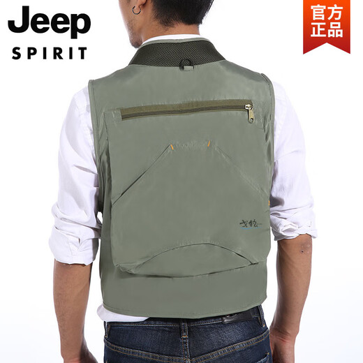 JEEP SPIRIT Workwear Vest Men's Outdoor Sports Most Pockets Photography Fishing Overalls Tactical Running Tools Vest Black 4XL