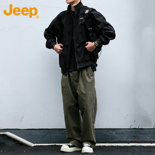 Jeep (Jeep) Chaqueta de chaqueta para hombres Spring y Autumn Stand Collar Ejecutivo Ejecutivo Ropa estadounidense Loos American Clothing Militar Green XL
