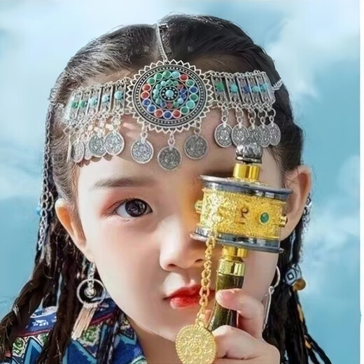Jieyi ancient style hair accessories, Miao collar, Western minority style headwear, tassel forehead chain, parent-child Hanfu headwear, ethnic style headwear, tassel forehead chain, 1 piece
