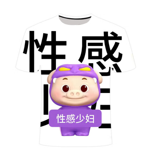 山头林村猪猪侠t恤外卖2025夏季个性系列3D印花小众潮流男女短袖上衣 TTA1048 XS  70-80斤