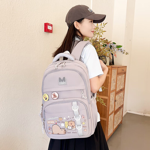 Leichte Kinderbelastung Reduzierung Eins, zwei, drei Grundschüler Schoolbags für die sechste Klasse große Kapazitätsrucksäcke für Wirbelsäulenschutz Mädchen Rucksack Lila Lila