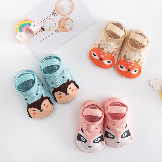 Sommer dünne atmungsaktive Baby-Baumwollsocken Cartoon-Schuhe und Socken, die nicht rutschende Babygurtboden Socken zufällig Farbe 6 Paare 1-3 Jahre (m) abgeben (m)