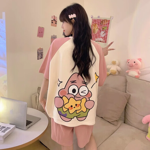 
Xushansi pajamas for women in summer fat mm200Jin [Jin equals 0.5 kg] plus fat plus size shorts shorts cartoon cute home clothes summer suit 679 green dinosaur 4XL recommended 172-200Jin [Jin equals 0.5 kg]