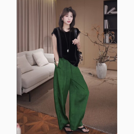 GZQJ【华尔兹】桑蚕丝t恤女2025新款真丝丝绒polo衫圆领吊带上衣4839 黑色 S 36 建议80-105斤