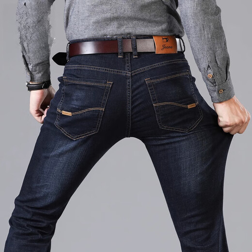 
Seven Wolves High-end 2025 Summer Men's Jeans High Waist Straight Business Versatile Middle-aged Dad Casual Loose Trousers 687B Black 30