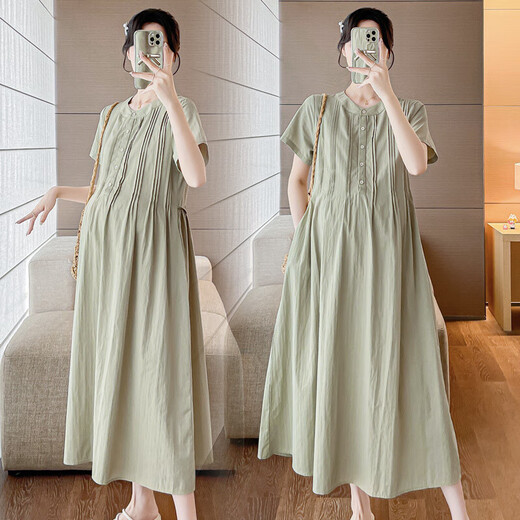 Langyin Entbindungsrock 2025 Sommer kurzärmelig dünnes kleines lose Hemdkleid Sommerkleidung kann gestillt werden.