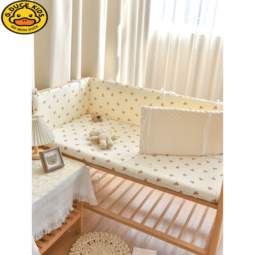 G.Duckkids Crib Surround Weichbeutel Neugeborenes Baby reines Baumwollbohnen Anti-Kollisionspuffer Weiches Beutel Kinder Baby Bett Rail blockierende Stoff Jungle Kaninchen [Höhe 28 cm] 240 cm1 Tablette