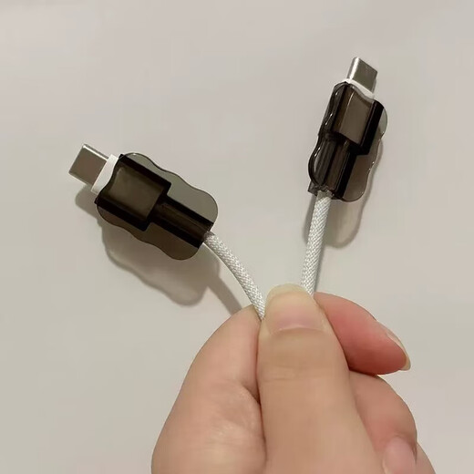 数据线保护套适用苹果安卓波浪状透黑咬线器小米三星华为充电线保护线头通用款 两个 数据线通用咬线器