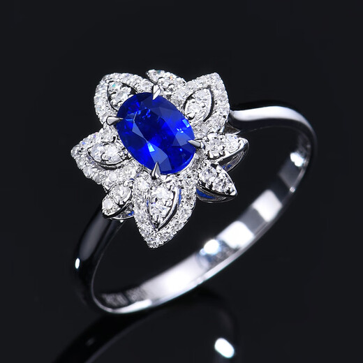 HEEKAIYI Royal Sapphire Ring Women's 18K Diamond Ring Luxurious Chinese Valentine's Day Birthday Gift for Wife and Girlfriend Selected Royal Sapphire Ring 0.45 carat 18K Gold Diamond Inlaid