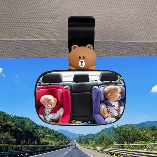Litian baby observation mirror in car cute cartoon Kulomi car seat rearview mirror reverse blind spot ultra-clear auxiliary mirror black party black library baby observation mirror
