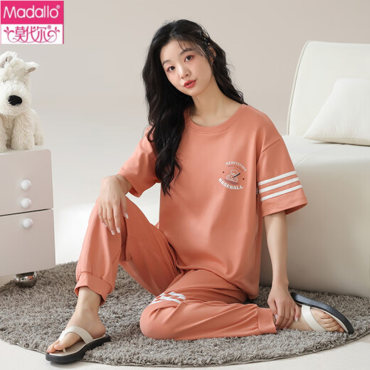 Pantalones de pijamas de pijamas de manga corta de las mujeres modales Summer Pure Algody Home Cothing El algodón puro se puede usar afuera en la primavera de verano Otoño Autumn Summer Y9717 M (recomendado 75-95Jin [Jin es igual a 0,5 kg])