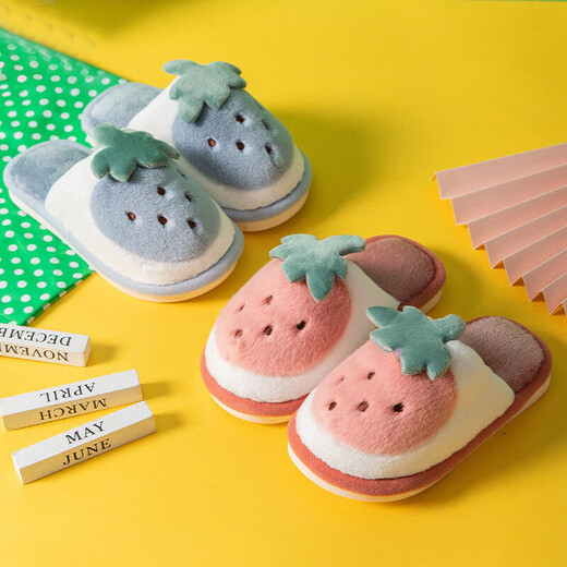 Omenwei children's cotton slippers autumn and winter girls' slippers NJ11 indoor home warm slippers for children and young children 28.5 28/29