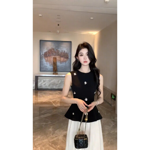 Yingtang Vest Slim Fit Waist Skirt Set Apricot Skirt S