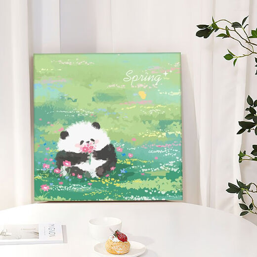 
Panda Flower Diy Filling Coloring Hand-painted Doodle Cartoon Acrylic Oil Painting Decorative Painting Hy3888 50*50cm Thick solid wood inner frame + decorative outer frame