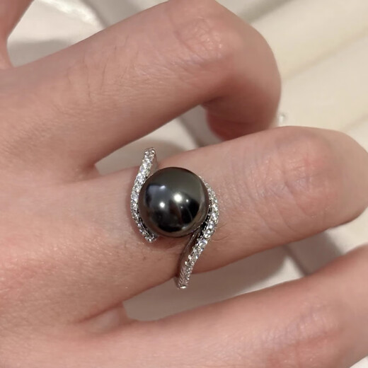 DL 1998DL1998 Australian white pearl ring summer light luxury sparkling diamond cross adjustable silver silver gray single pearl ring