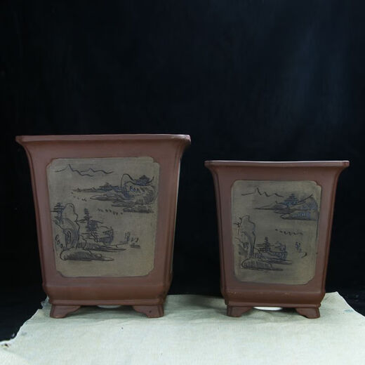 Yixing Purple Clay Flower Pot épaissie et super grand bonsaï carré haut plantant de la forme de pile Old Pile Orchid Pot de fleur en céramique 967 grande taille