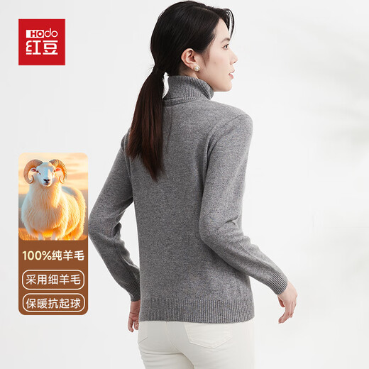 Hongdou turtleneck 100% pure wool sweater for women autumn and winter new style pullover loose inner warm base sweater