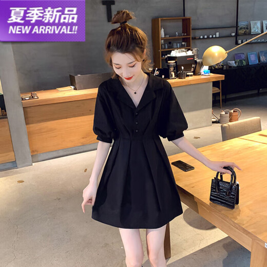 啄木鸟小个子收腰显瘦气质冰丝连衣裙女2025新款短裙子女夏季感小黑裙 6622玫瑰碎花 L 建议105斤左右