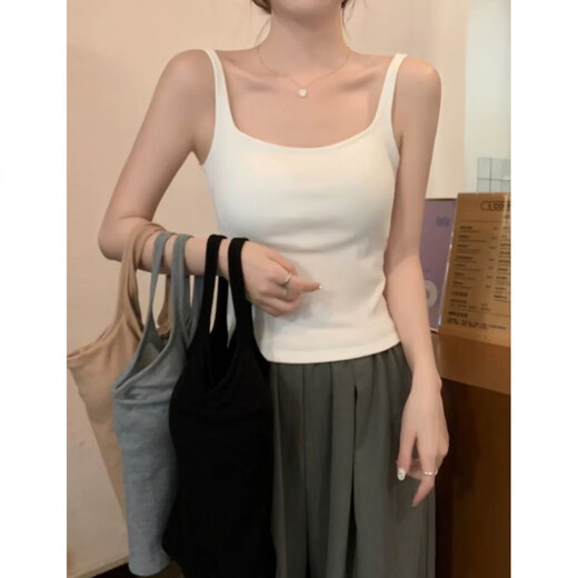 维多利亚的格调纯棉春夏季吊带背心女新款大码外穿修身显瘦内搭打底运动无袖上衣 黑色+白色【实惠两件装】 M 码【80-100斤】