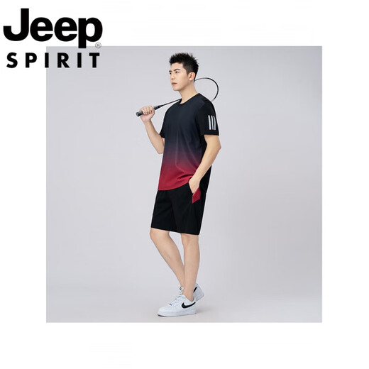 Jeep (Jeep) Traje deportivo de secado rápido para hombres con grasa de verano Summer NUEVO CORRY CORRITA CORRIENTE CORTE CORTA SET de dos piezas Green 9902 L 90-110Jin [Jin equivale a 0.5 kg]