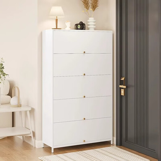 Gabinete de zapatería de almacenamiento de la puerta de acero para el hogar MoloAO Gabinete de almacenamiento de múltiples capas de múltiples capas Gabinete de zapato a prueba de polvo de gran capacidad blanca de 5 puertas de 5 puertas-1695*700*350 mm