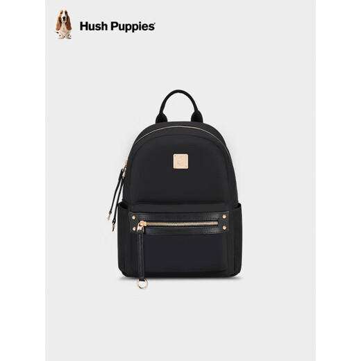 暇步士（Hush Puppies）女包时尚休闲双肩包女大学生书包旅游包包轻便简约帆布背包官方正 黑色.