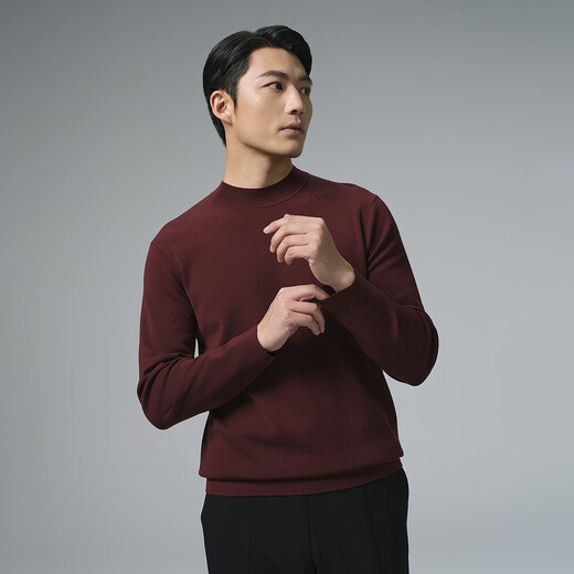 Lilang Machine Washable Wool Sweater Men's Winter Sweater 2025 New Business Men's Sweater Warm Knitted Sweater Bottoming Shirt True Red (G5DMS0084S) XL 175/88A