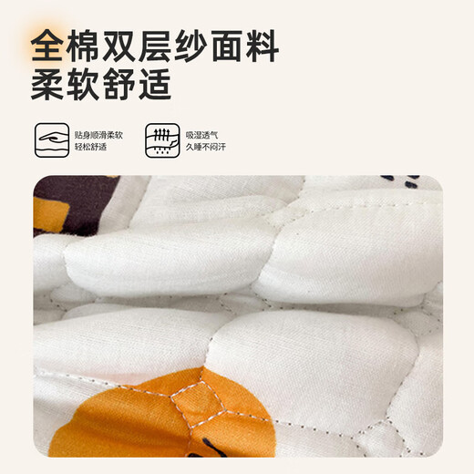 Double-layer gauze mattress baby small mattress pure cotton spliced bed soft cushion children kindergarten sleeping mat baby mattress Dinosaur Castle mattress + 30*50 pillowcase 100*200cm (single bed recommended)